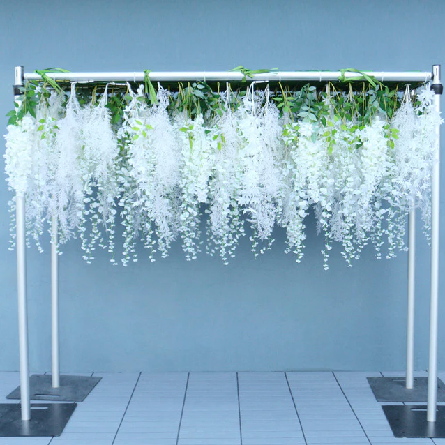 White Wisteria Grass Artificial Plant Cherry Blossom Floral Wedding Fake Flower Wall Backdrop For Wedding Stage Decoration