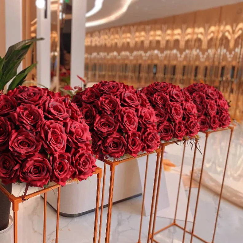 Wedding Table Center Piece Large Size Black Tea Blooming Tea Water Red Rose Flower Ball For Wedding Decoration