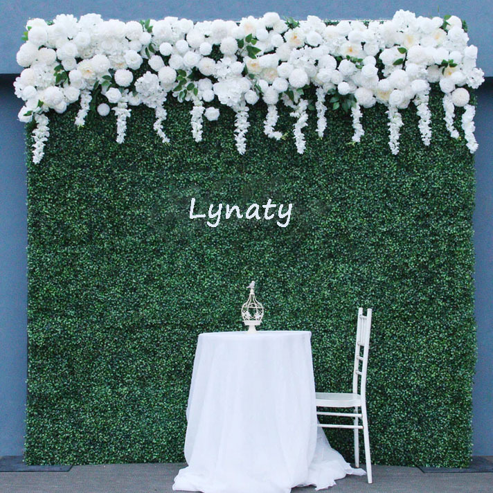 Factory wholesale greenery rustic artificial eucalyptus plant and wisteria roses wedding flower wall backdrop decorations