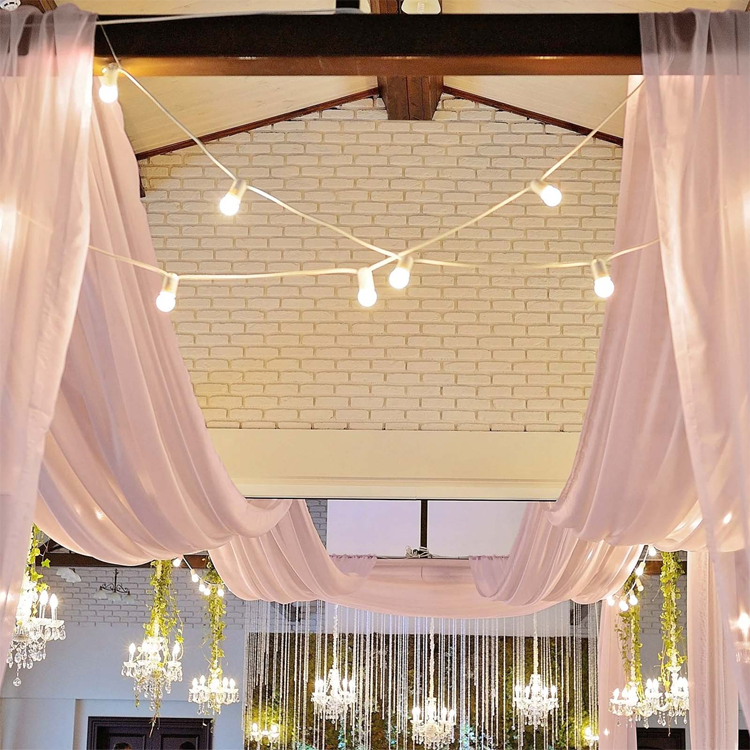 Rose Sheer Ceiling Drape Curtain Panels Retardant Fabric Wedding Tent Church Stage Drapery