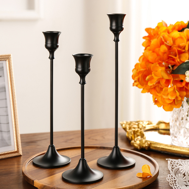 Wedding Decoration Black Metal Tabletop Candlestick Set Candlestick Candle Holder Gold Candelabra