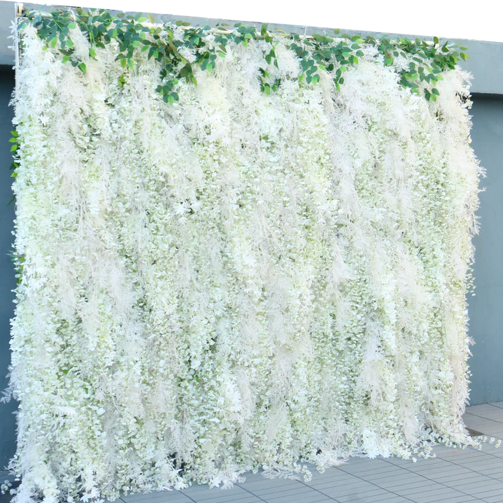 White Wisteria Grass Artificial Plant Cherry Blossom Floral Wedding Fake Flower Wall Backdrop For Wedding Stage Decoration