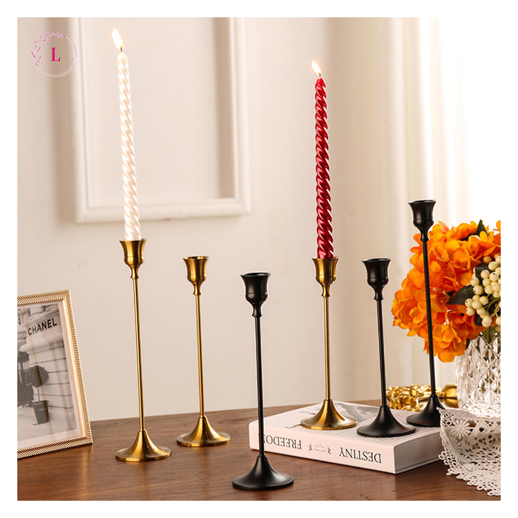 Wedding Decoration Black Metal Tabletop Candlestick Set Candlestick Candle Holder Gold Candelabra