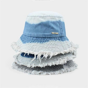 Hot Selling Distressed Style Summer Sunshade Jean Custom Bucket Hat Embroidery Logo High Quality Bucket Hats