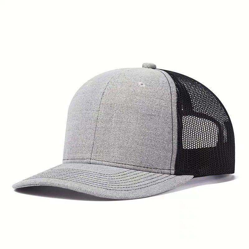 Wholesale Factory High Quality Unisex 6 Panel Flat Brim cotton Sports Cap Mesh Custom Trucker Hat