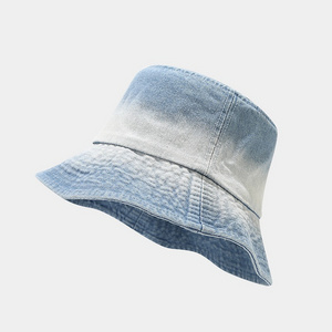 2023 Fashion Washed Cotton Blank Customized Logo High Quality Denim Bucket Hat For Woman