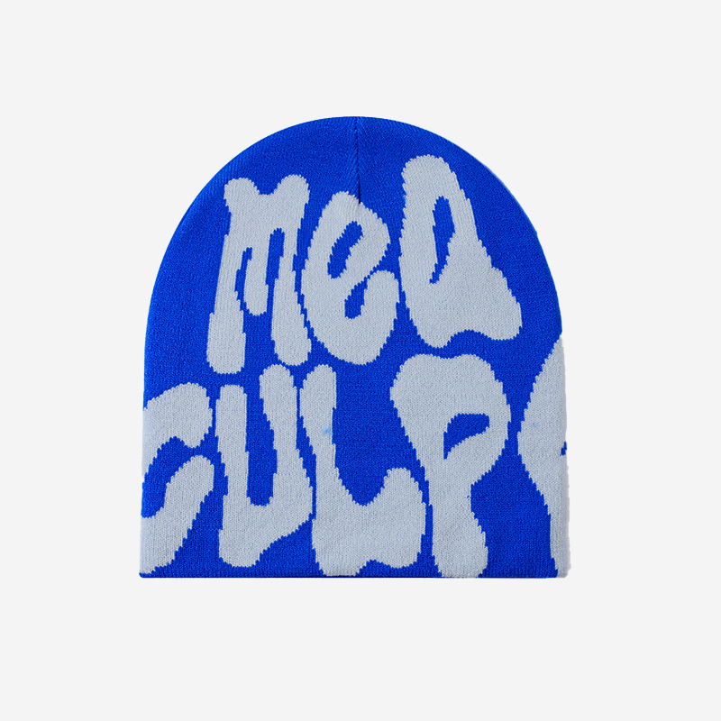 Custom With Logo Beanies Acrylic High Quality Knit Premium Cashmere Wool Mea Culpa Jacquard Mohair Beanie