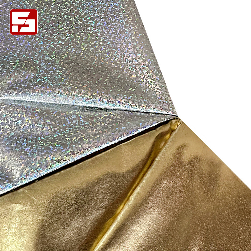 Cloth supplies shiny polyester taffeta woven fabric metallic spandex fabric laser film laminated, Winter jackets for women 2023