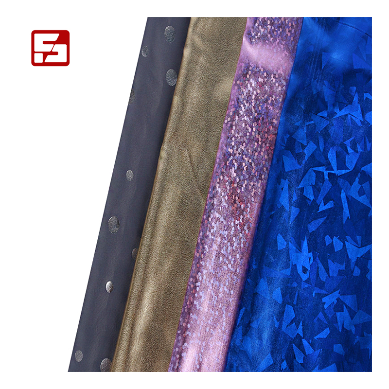 Cloth supplies shiny polyester taffeta woven fabric metallic spandex fabric laser film laminated, Winter jackets for women 2023