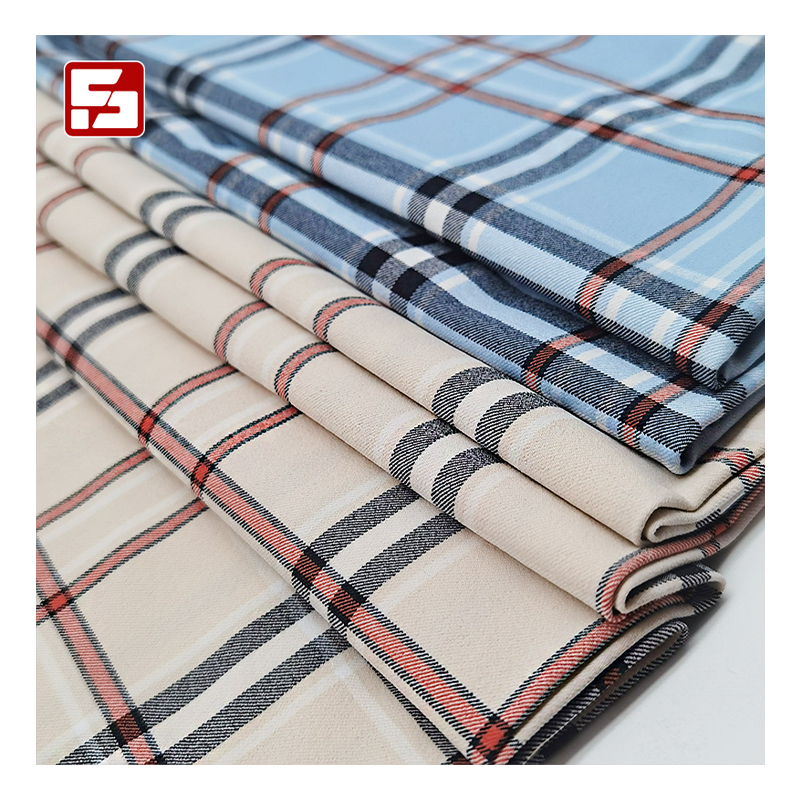 Designer yarn dyed Check Stretch Nylon Spandex twill fabric DTY custom fabric printing cloth supplier plaid fabrics for clothing