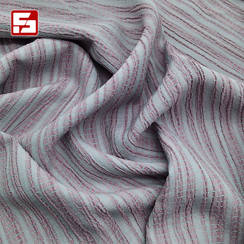 Fabric suppliers 39% polyester 59% rayon 2% spandex crushed fabric tr stretch crinkle fabric materials for dress making