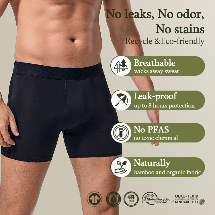 Best Men Bladder Leak Proof Underwear Boxer Reusable Washable Pants Urinary Absorbent Padded Incontinence Panties