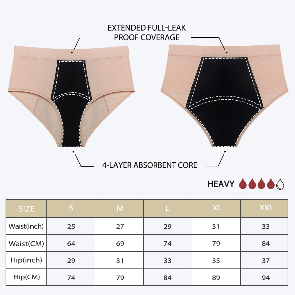 women colorful organic cotton bamboo culotte menstrual reusable menstrual underwear leakproof period panties heavy flow