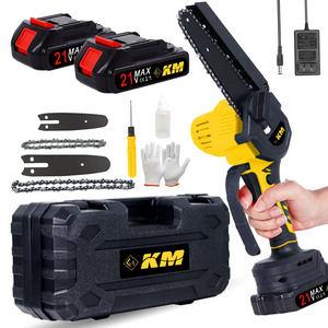 KM New Arrival 21V Lithium Battery Electric ChainSaw Cordless Hand Power Chain Saw For Garden