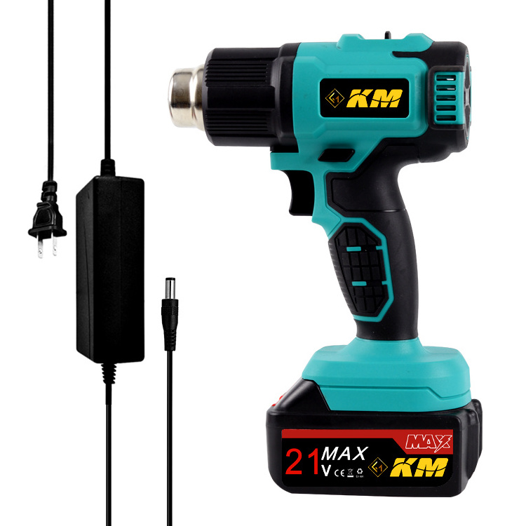 KM Fast Heating  Temperature Adjustable Lithium electric Heat Air Gun Machine Cordless