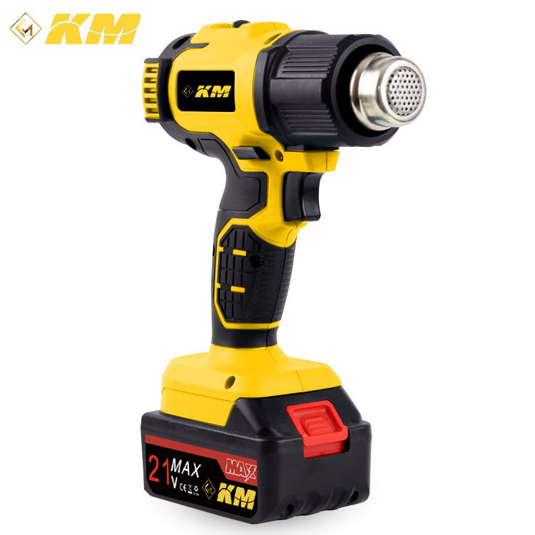 KM Wireless Adjustable Temperature 21V Battery Powered Cordless Heat Gun Air Blow Electric Hot Air Gun