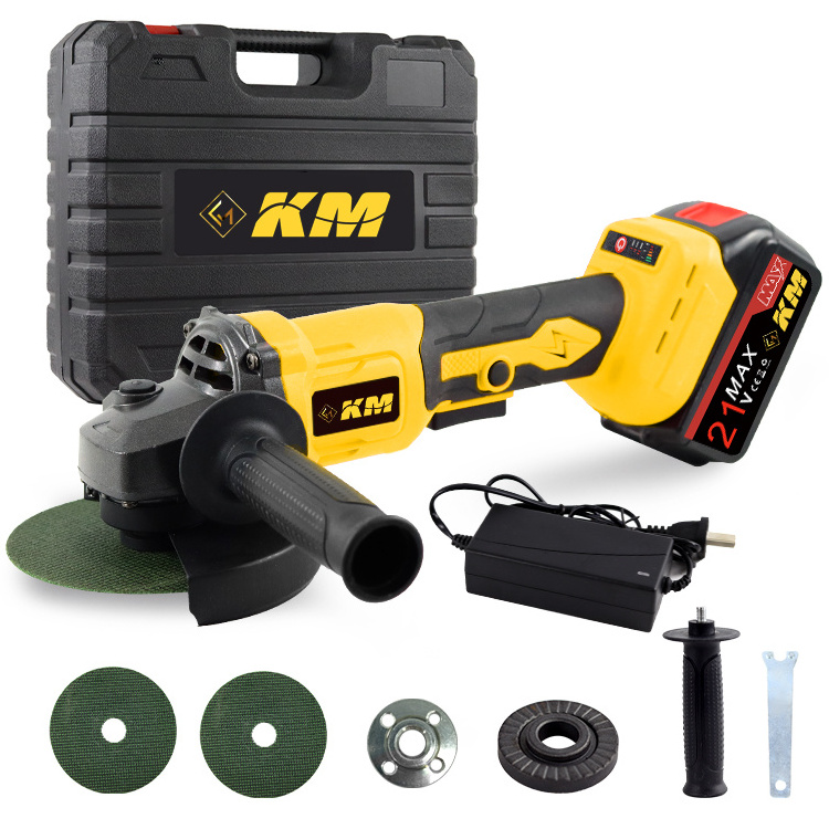 KM Electric Polisher Cutting Machine 21V Lithium-Ion Battery Brushless Cordless Angle Grinder