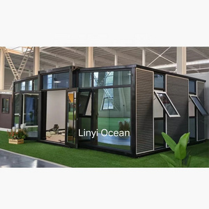 China factory 3 in 1 modular luxury villa prefabricated modern glass house Queensland expandable container house