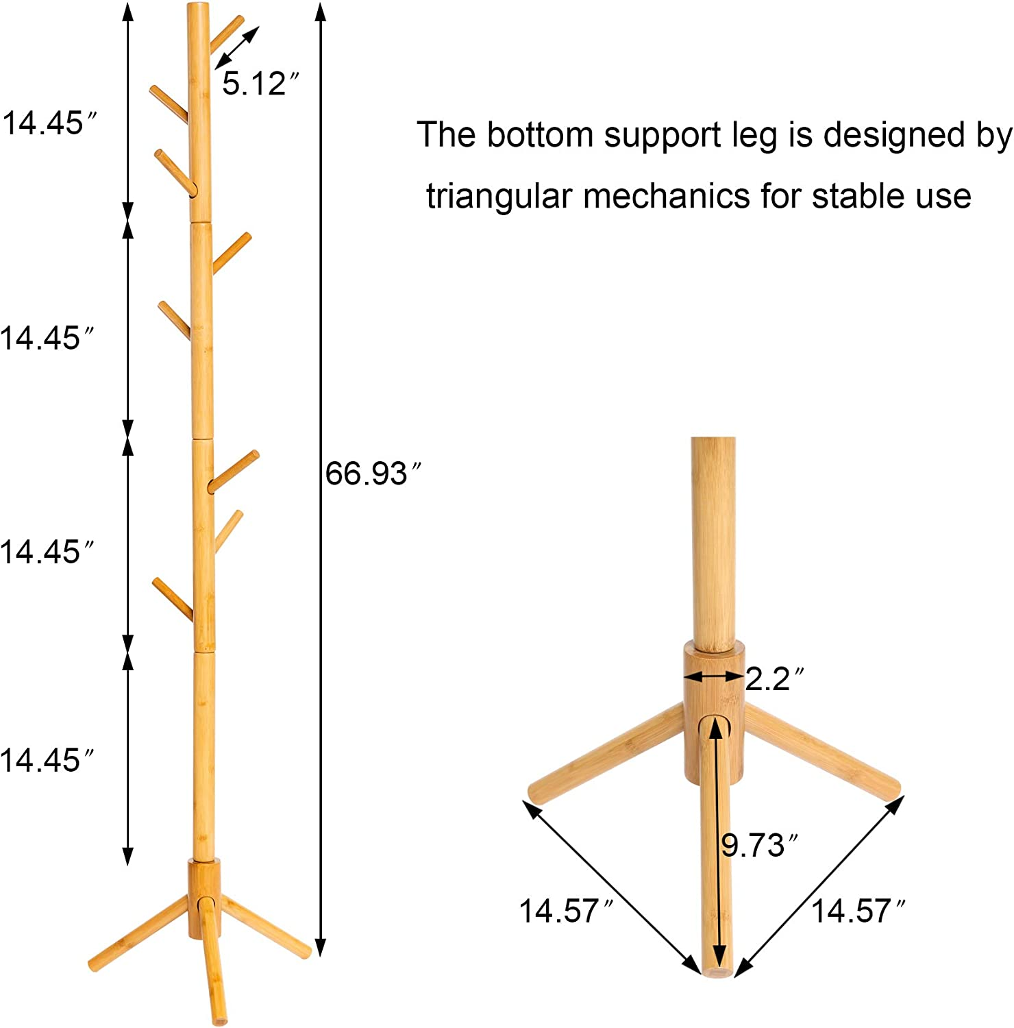 Custom hot sale wholesale cheap bamboo moving hooks indoor hat wood wall mounted coat rack