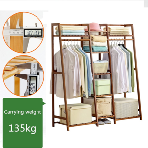 Custom bamboo hot sale high quality hanger free standing diagram wood coat rack with shelf