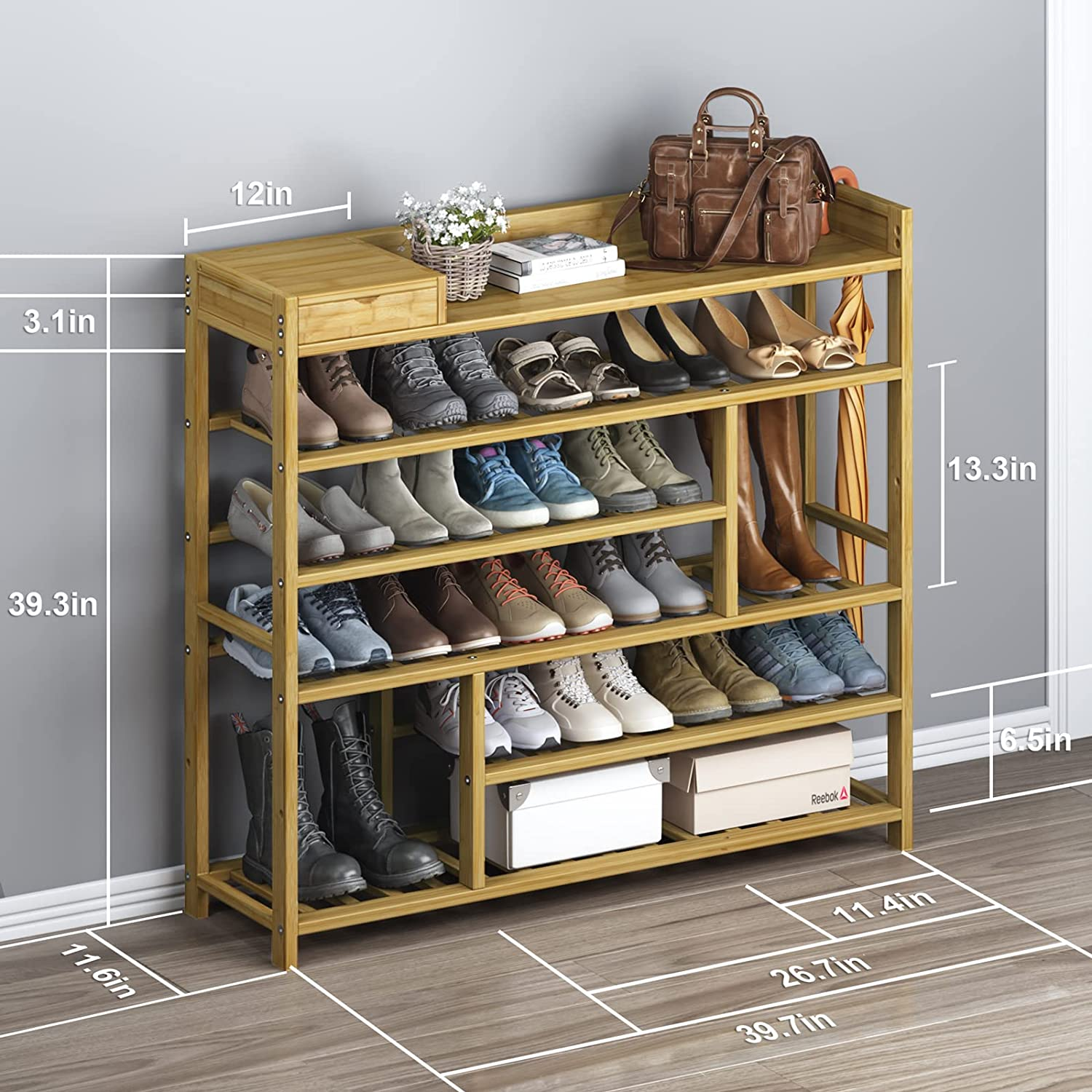 Modern bamboo cheap industry rack custom golden supplier furniture folding shoe storage