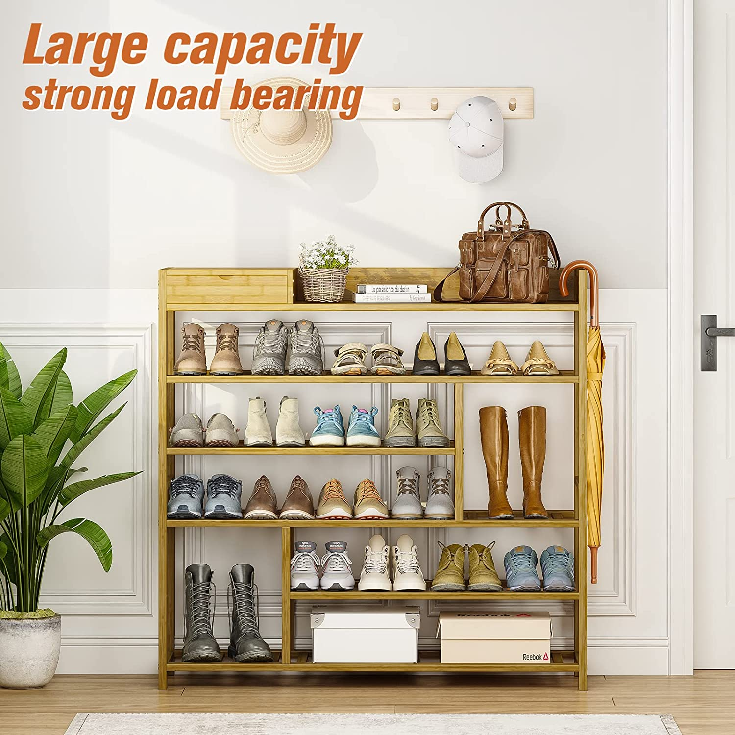 Modern bamboo cheap industry rack custom golden supplier furniture folding shoe storage