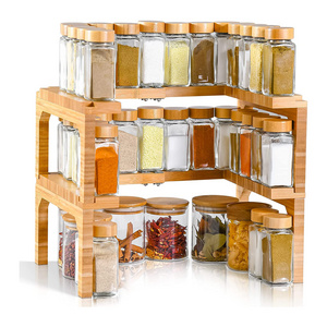 Custom Spice Rack Organizer for Cabinet Adjustable Cabinet Spice Organizer 2 Tier Expandable Spice Organizer Shelf for Kitchen