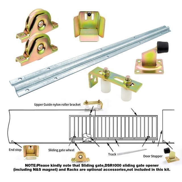 Garden Automatic Sliding Door Assembly, Heavy Duty Hardware Kit U Groove Sliding Gate Roller Wheel PULLEY