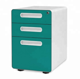 Round corner file cabinet 3 drawers metal steel mobile pedestal with round edge office furniture file pedestal