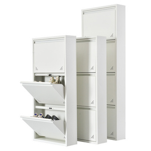 Hot sale modern style wholesale price 2/3 layer metal thin grey storage shoe rack cabinet