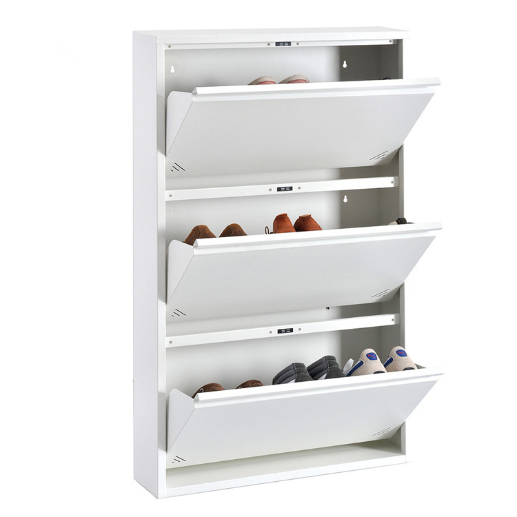 Hot sale modern style wholesale price 2/3 layer metal thin grey storage shoe rack cabinet