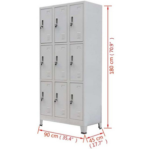 Strong modern design disassembled key lock 6 door metal compartment locker with feet