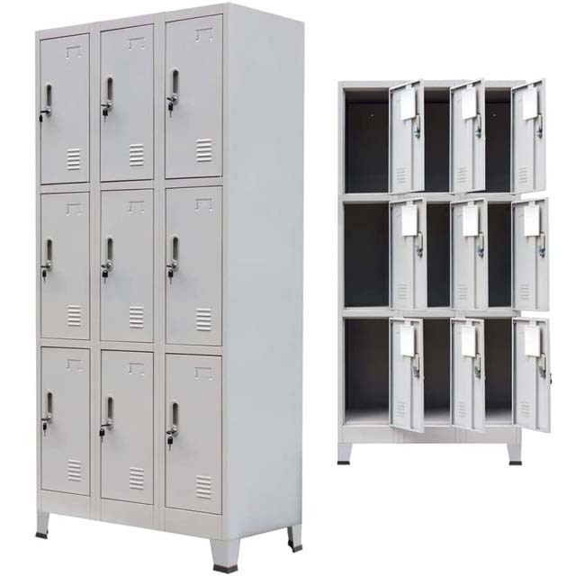 Strong modern design disassembled key lock 6 door metal compartment locker with feet