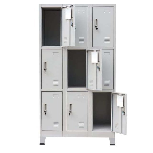 Strong modern design disassembled key lock 6 door metal compartment locker with feet