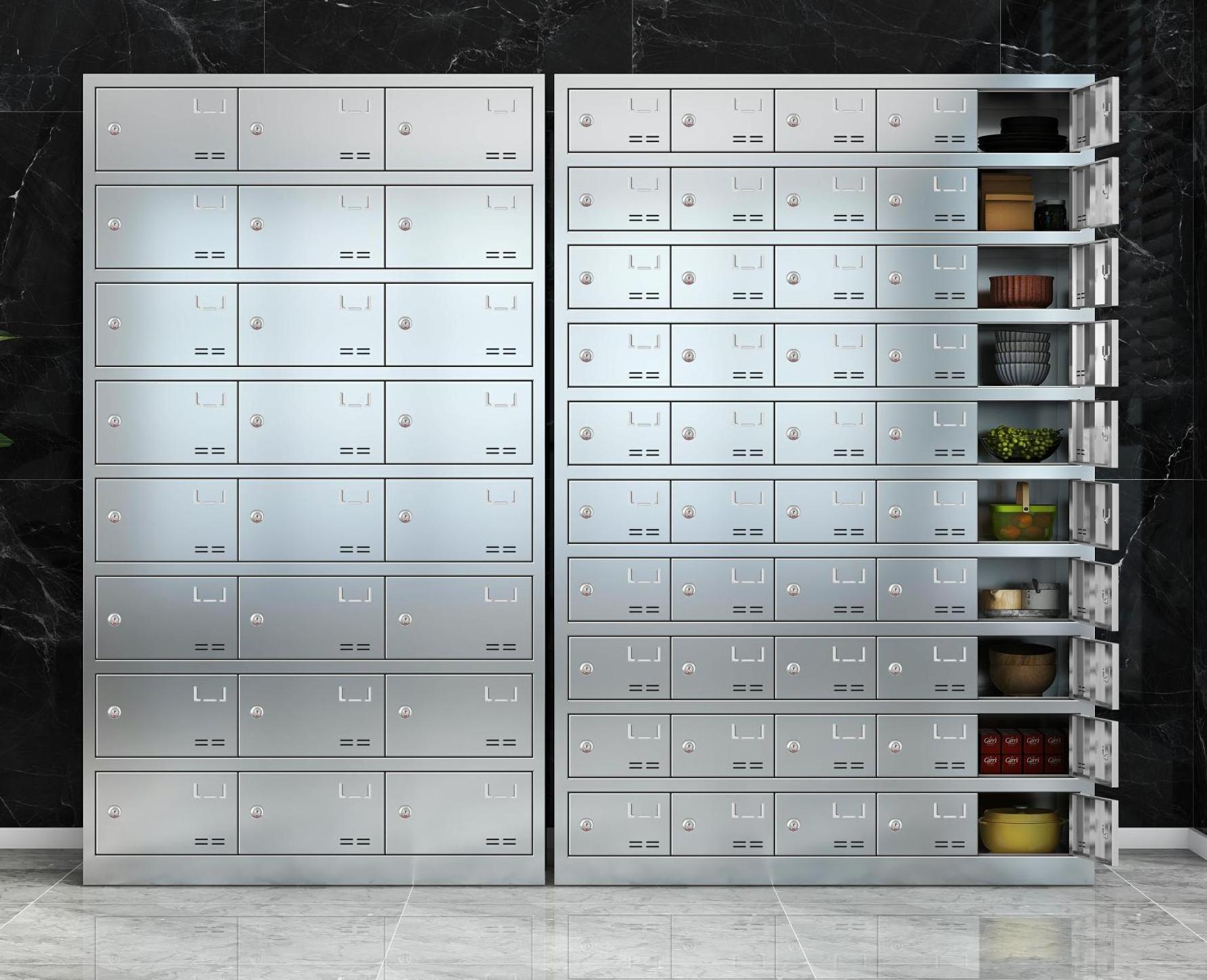 Modern staff  kitchen steel locker 24-door metal locker stainless steel dinner plate storage cabinet