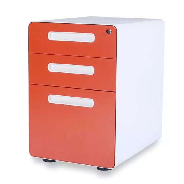 Round corner file cabinet 3 drawers metal steel mobile pedestal with round edge office furniture file pedestal