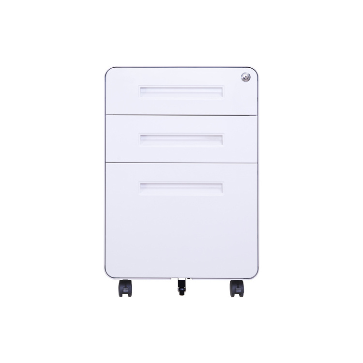 Round corner file cabinet 3 drawers metal steel mobile pedestal with round edge office furniture file pedestal