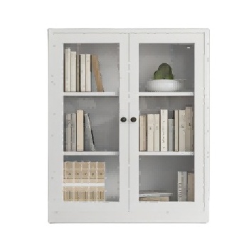 Bookshelf for living room bedroom office minimalist luxury white modern bookcase furniture small dustproof glass bookcase