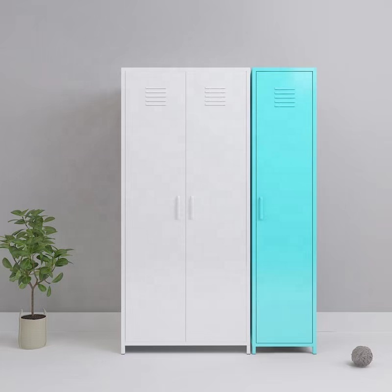 Wholesale employee office modern Chinese 2 door wardrobe dressing storage steel metal locker