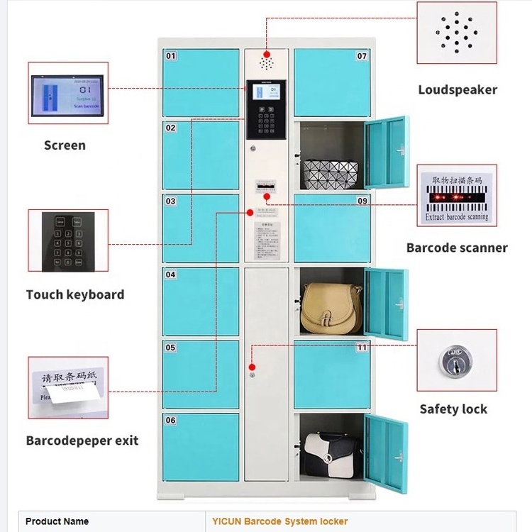 Customize Modern Outdoor intelligent coin Rfid Digital metal storage Parcel electronic gym smart locker