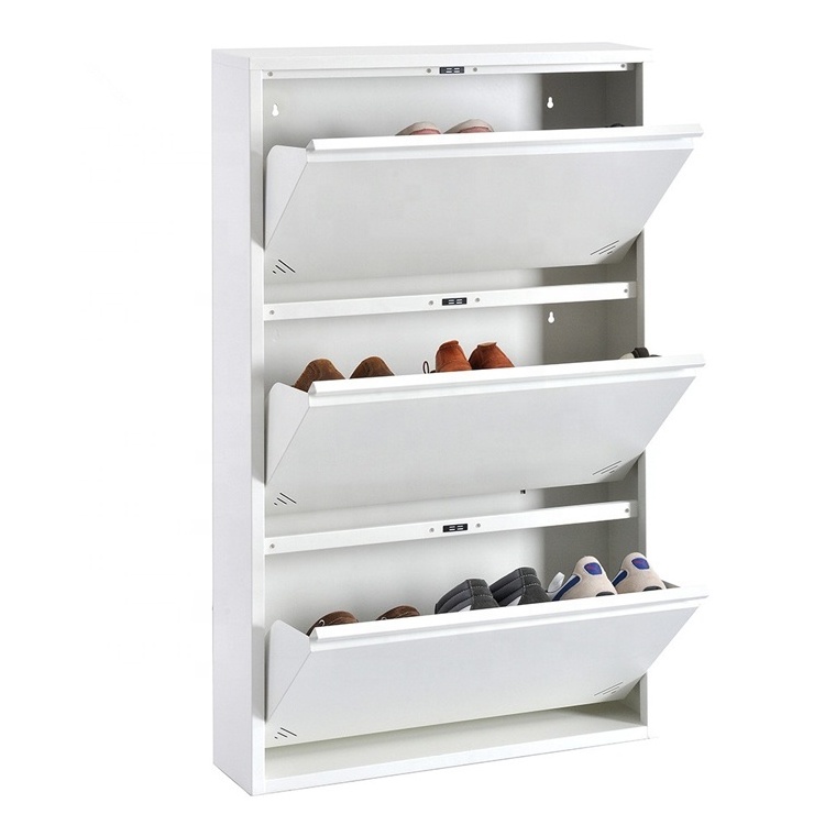 3 drawer home flip-down narrow shoes rack box cabinet storage metal steel modern shoe rack furniture shoe cabine