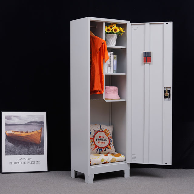 Customize vertical single door locker with standing legs cleaning tools storage clothes storage metal steel locker cabinet