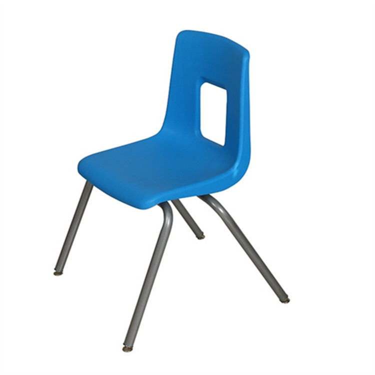 Big size plastic blue student chair with level adjustable foot pad pp chair