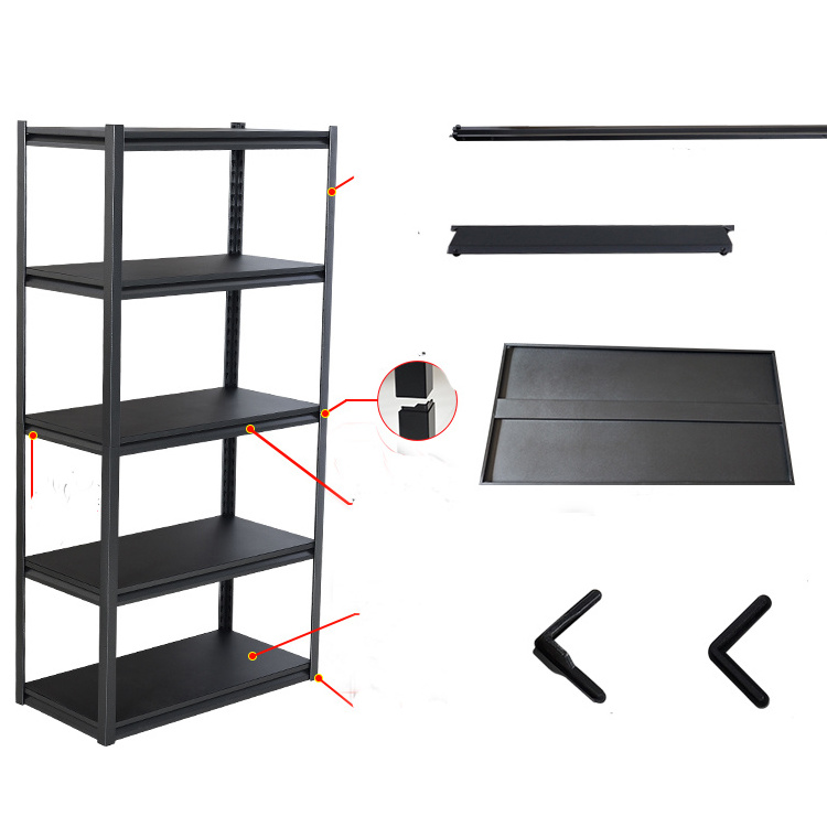 Silent black Storage Rack 5 Layers Light Warehouse Storage Shelf Boltless