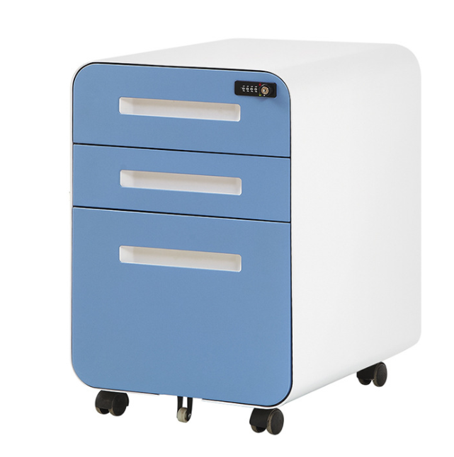 Round corner file cabinet 3 drawers metal steel mobile pedestal with round edge office furniture file pedestal