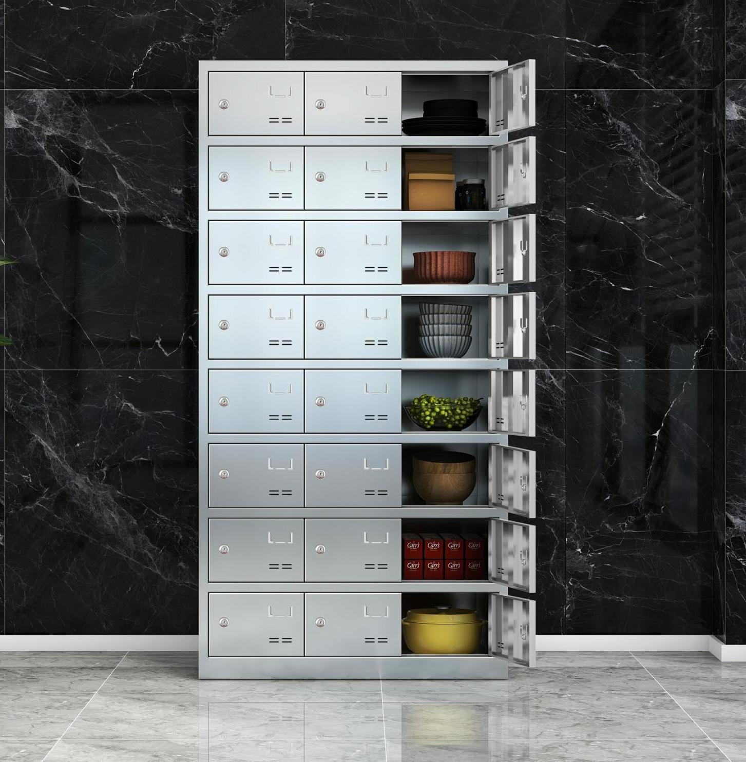 Modern staff  kitchen steel locker 24-door metal locker stainless steel dinner plate storage cabinet