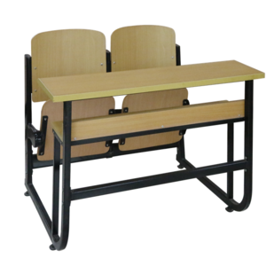 metal frame and wood combined double school desk and chair with back student tables with benches