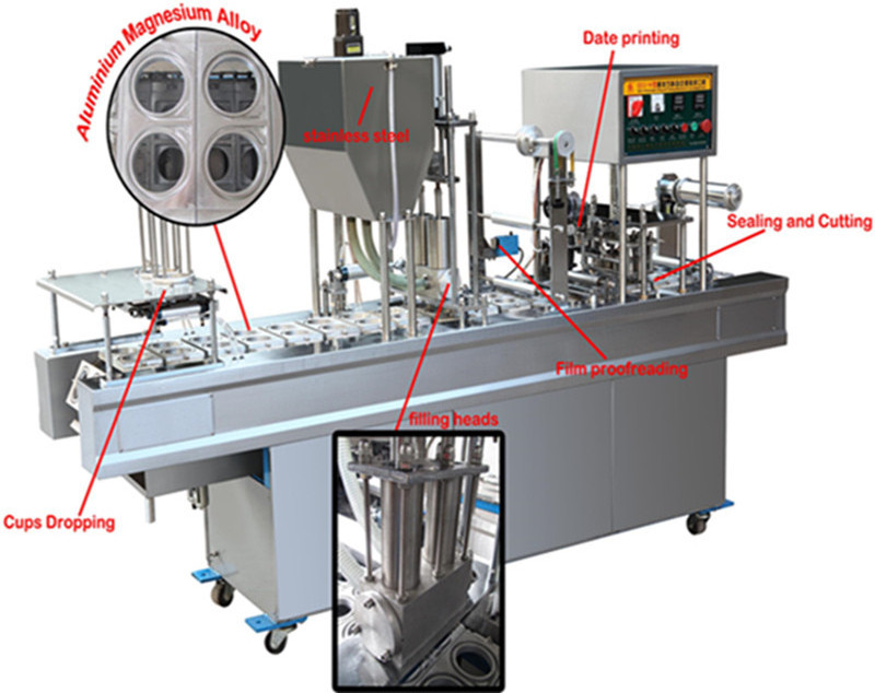 Cup Filling Automatic Ice-cream/yogurt/water Cup Filling and Sealing Machine Plastic Food Beverage Electric