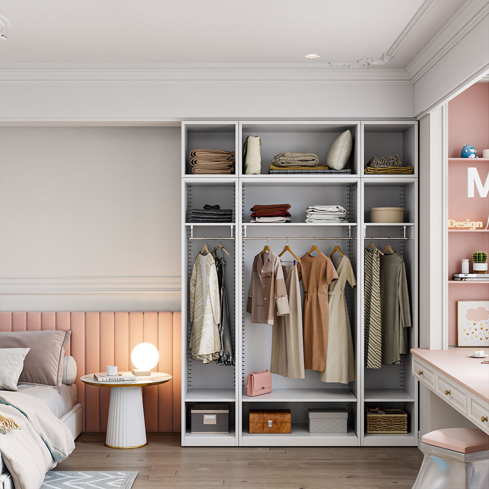 Bedroom Home Office Iron Clothes Wardrobe with Glass Door Simple Nordic Tinplate Closet Storage Cabinet