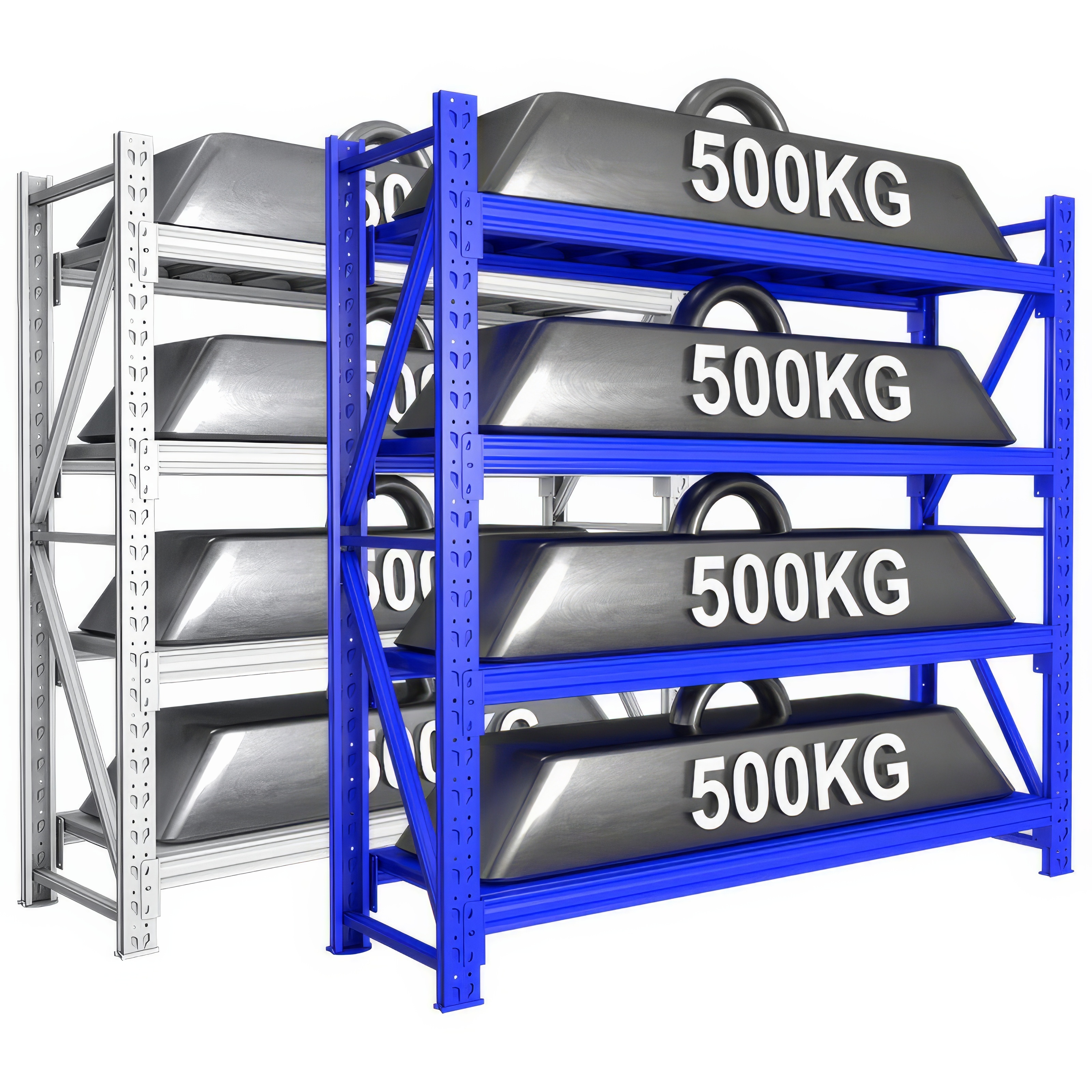 5-Tier Heavy-Duty Slotted Angle Steel Storage Racks - Robust Shelving Units with Adjustable Shelves